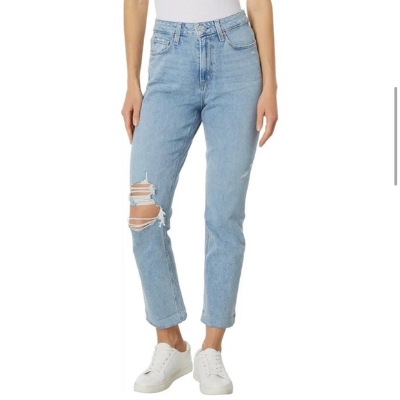 NWT PAIGE High-Rise Jeans Brigitte Raw Hem Cuf in Cori Destructed Denim Size 29 - Picture 3 of 10